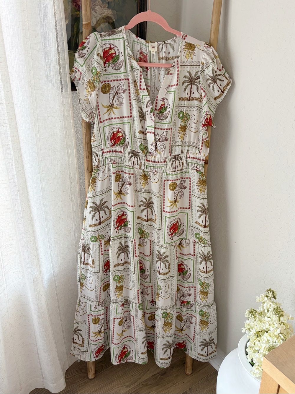 Autres Filles Tropical Print Midi Dress Sz Large
